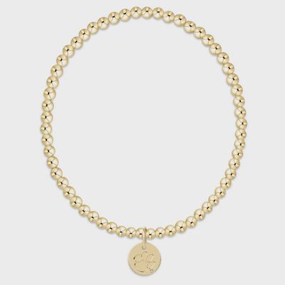 eCOLLEGIATE Classic Gold 3mm Bracelet - Clemson Disc
