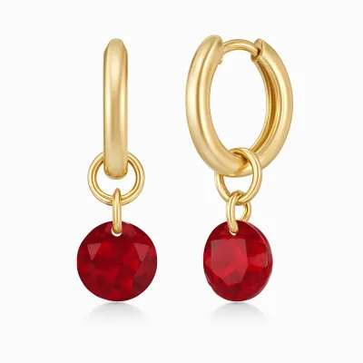 ENEWTON Huggie Gold 0.5" Hoop Earring with Reflection Small Charm January