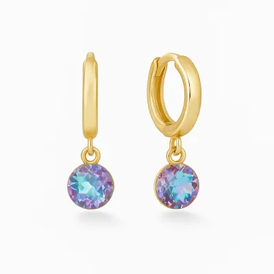 ENEWTON Huggie Gold 0.5" Hoop Earrings Reflection Small Charm June