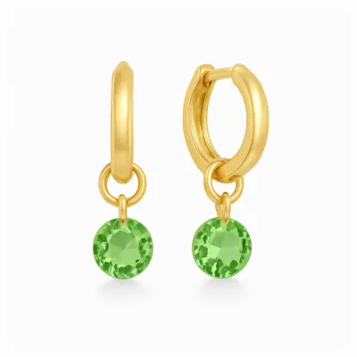 Huggie Gold 0.5" Hoop - Reflection Small Charm - 08 August