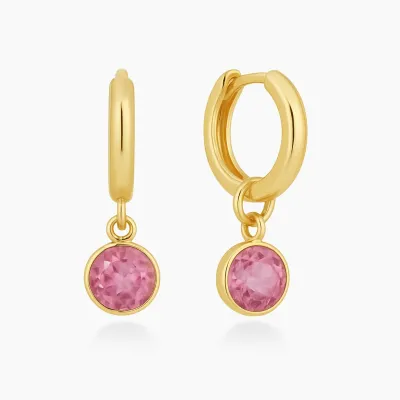 eNewton Huggie Gold 0.5" Hoop Earrings Reflection Small Charm October