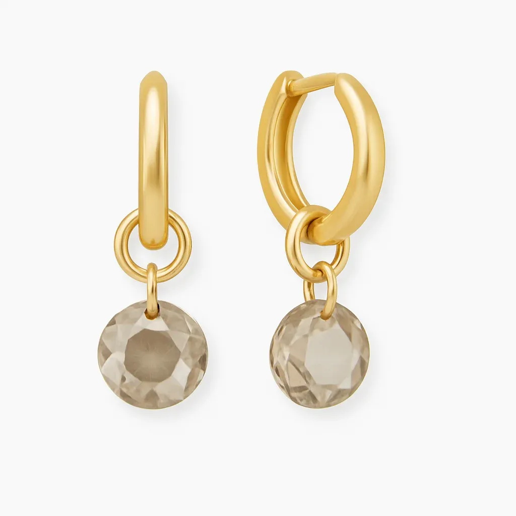 Huggie Gold 0.5" Hoop - Reflection Small Charm - 11 November