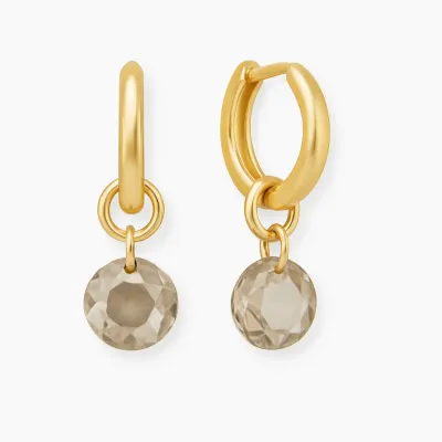 Huggie Gold 0.5" Hoop - Reflection Small Charm - 11 November