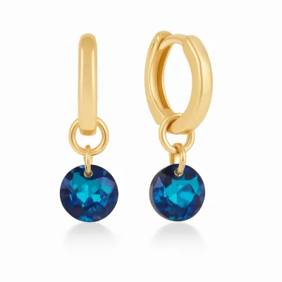 eNewton 0.5" Gold Huggie Hoop Earrings with December Charm