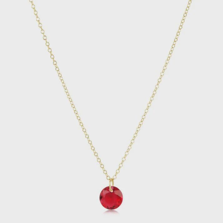 16" Necklace Gold - Reflection Small Charm - 07 July