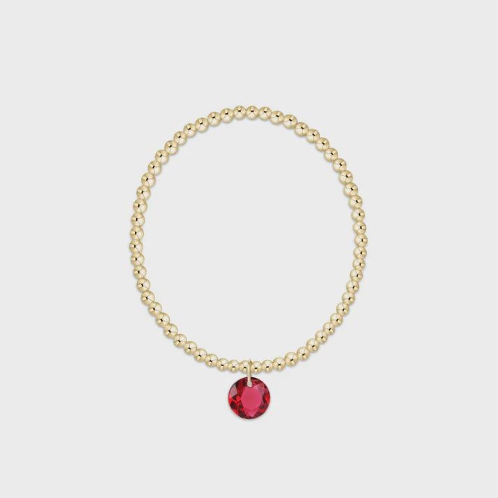 Classic Gold 3mm Bracelet - Reflection Charm - 07 July