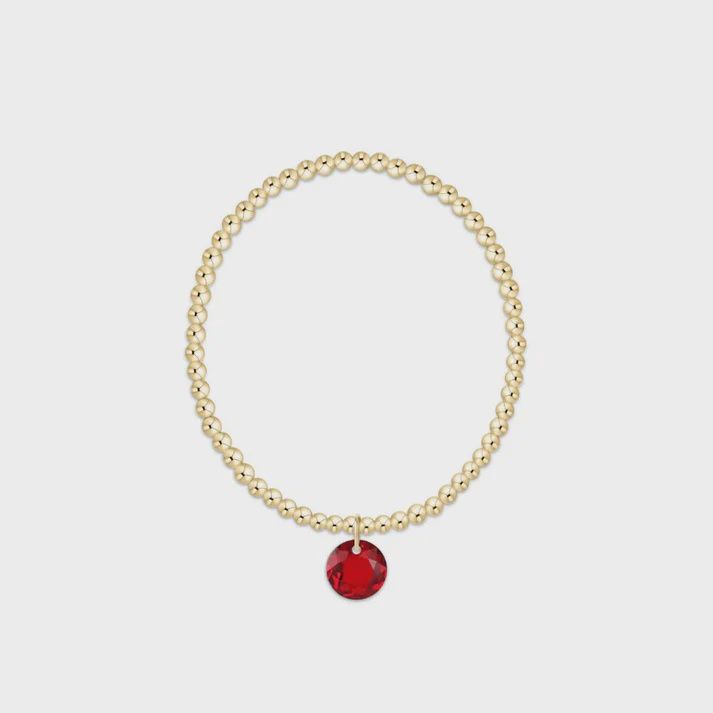Classic Gold 3mm Bracelet - Reflection Charm - 01 January