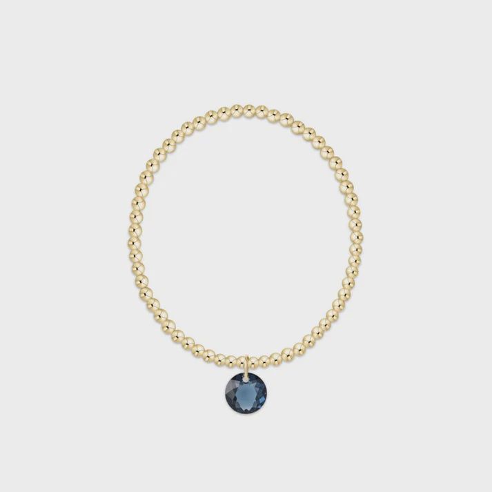 Classic Gold 3mm Bracelet - Reflection Charm - 09 September