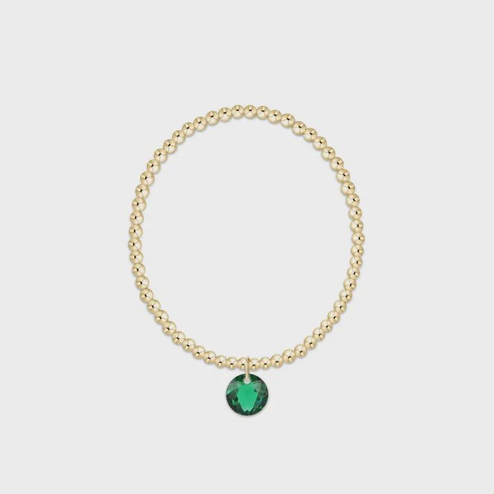Classic Gold 3mm Bracelet - Reflection Charm - 05 May
