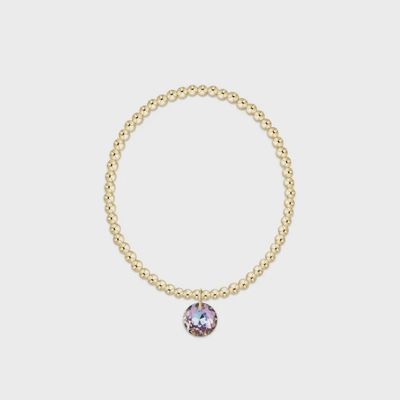 ENEWTON Reflection Charm 3mm gold bracelet with June 6 charm detail on white background