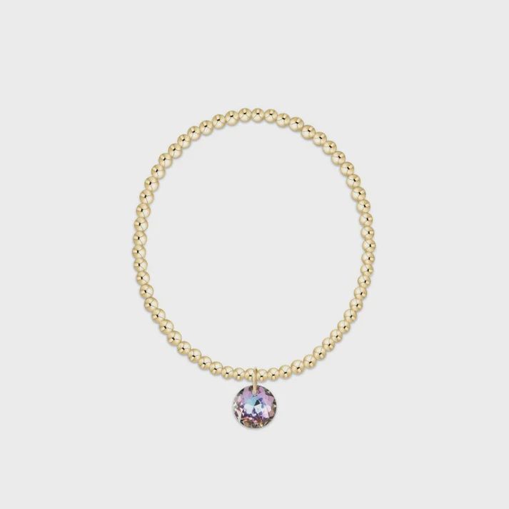 Classic Gold 3mm Bracelet - Reflection Charm - 06 June