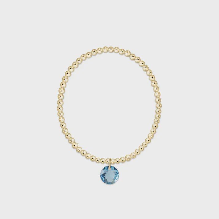 Classic Gold 3mm Bracelet - Reflection Charm - 03 March