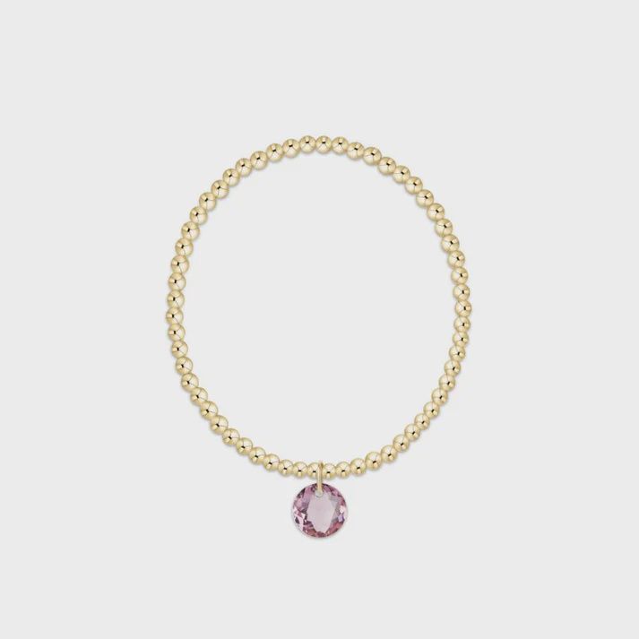 Classic Gold 3mm Bracelet - Reflection Charm - 02 February