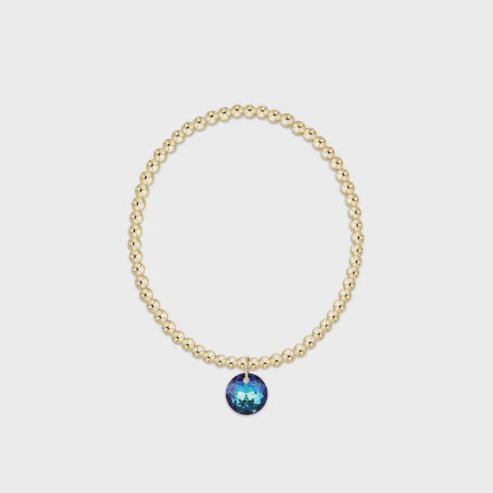 Classic Gold 3mm Bracelet - Reflection Charm - 12 December