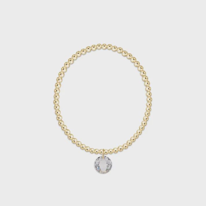 Classic Gold 3mm Bracelet - Reflection Charm - 04 April