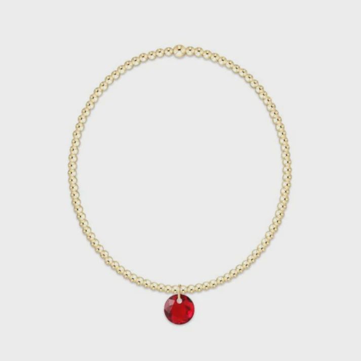 Classic Gold 2mm Bracelet - Reflection Small Charm - 01 January