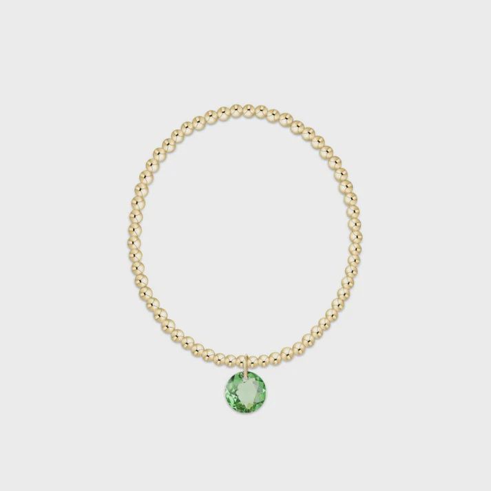 Classic Gold 3mm Bracelet - Reflection Charm - 08 August