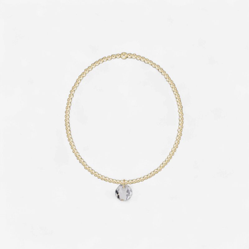 Classic Gold 2mm Bracelet - Reflection Small Charm - 04 April