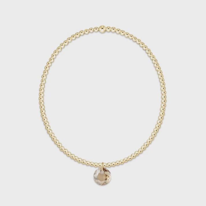 Classic Gold 2mm Bracelet - Reflection Small Charm - 11 November