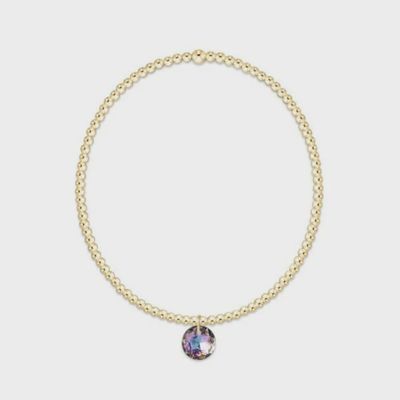 Classic Gold 2mm Bracelet - Reflection Small Charm - 06 June