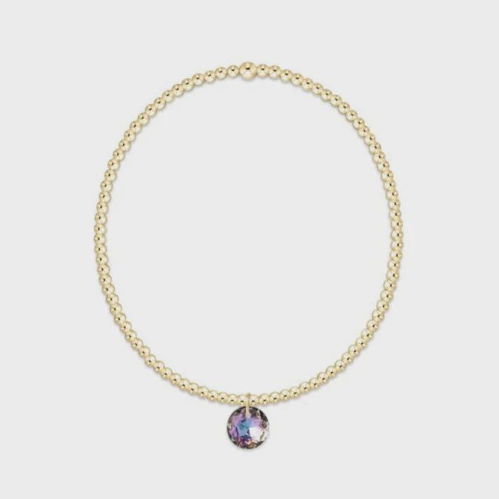 Classic Gold 2mm Bracelet - Reflection Small Charm - 06 June