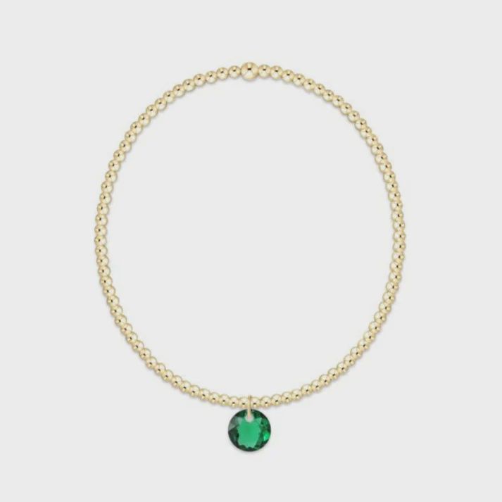 Classic Gold 2mm Bracelet - Reflection Small Charm - 05 May