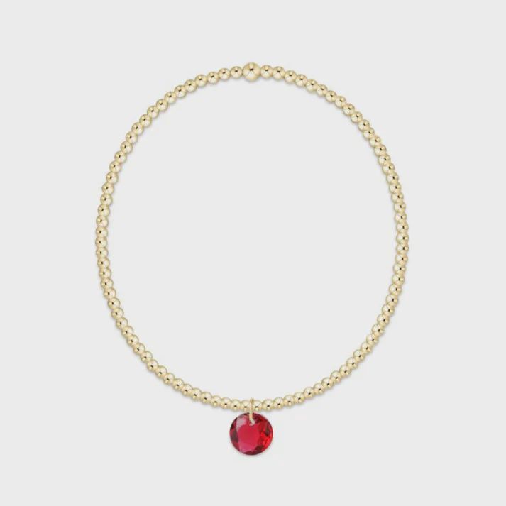 Classic Gold 2mm Bracelet - Reflection Small Charm - 07 July