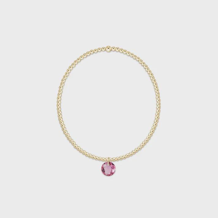 Classic Gold 2mm Bracelet - Reflection Small Charm - 10 October