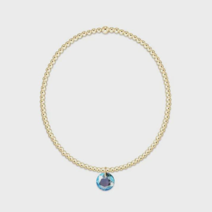Classic Gold 2mm Bracelet - Reflection Small Charm - 03 March