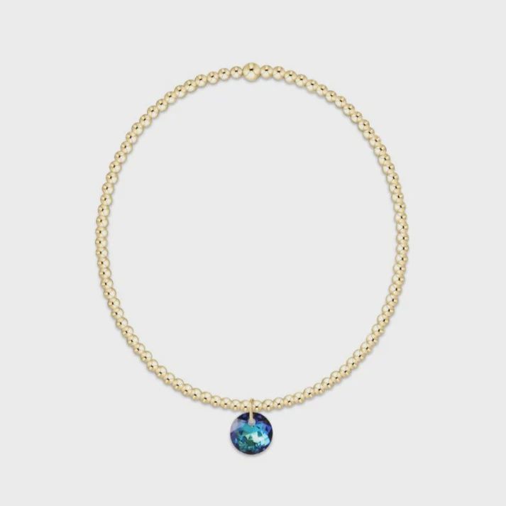 Classic Gold 2mm Bracelet - Reflection Small Charm - 12 December