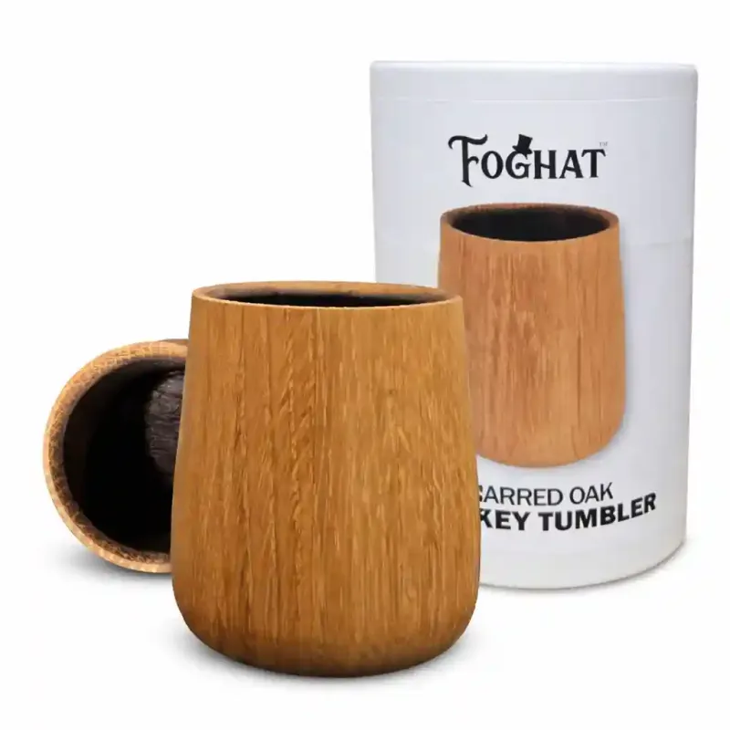 Foghat Charred Oak Whiskey Tumbler Foghat Charred Oak Whiskey Tumbler displayed against a neutral background in studio lighting