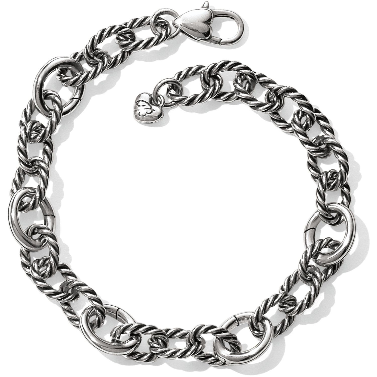 Silver Brighton Sedona link charm bracelet with five openable links displayed against a white background