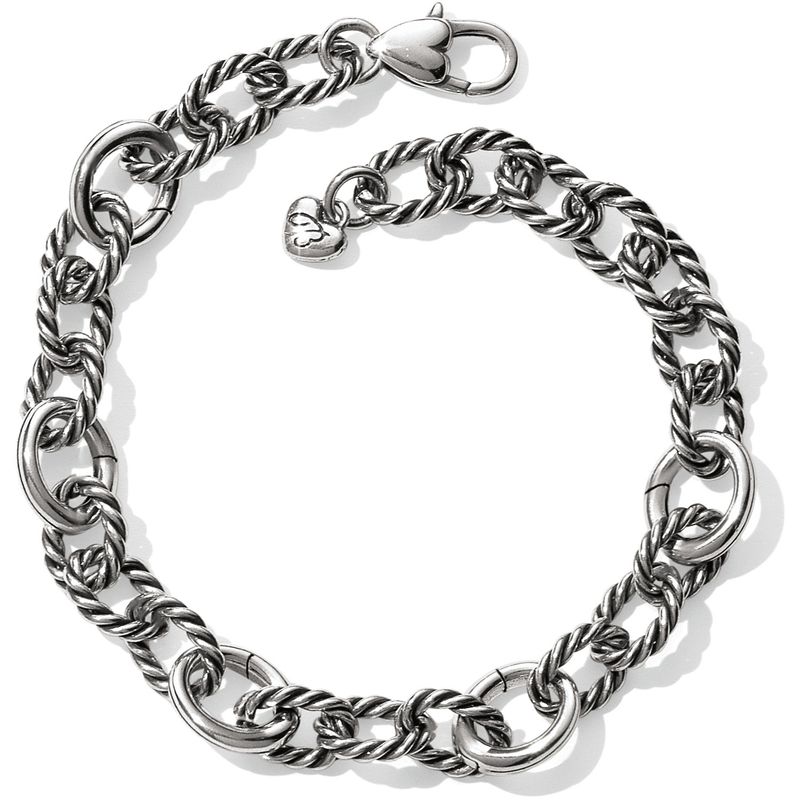 Silver Brighton Sedona link charm bracelet with five openable links displayed against a white background