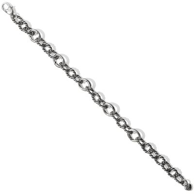 Silver Brighton Sedona link charm bracelet with five openable links worn on a wrist against a neutral background