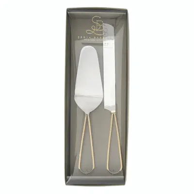 Gold Handle Cake Knife &amp; Server Set, 2-Piece
