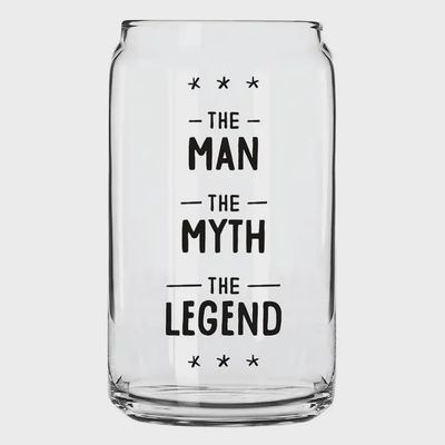 Man Myth Legend beer glass from Santa Barbara Design Studio displayed in a casual lifestyle setting