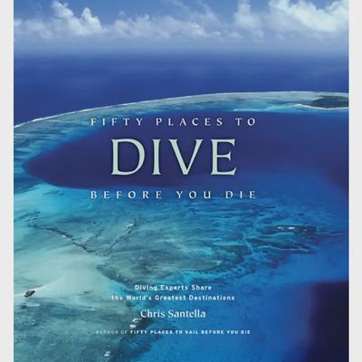 Fifty Places to Dive Before You Die book by Abrams displayed against a white background, showing the cover design and spine.