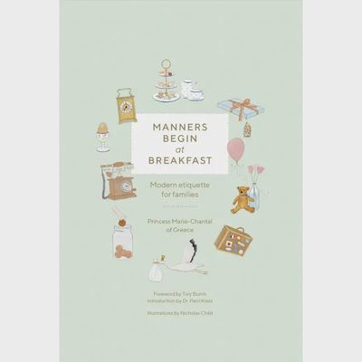 Manners Begin at Breakfast etiquette guide book cover by Princess Marie-Chantal, published by Abrams, displayed against a neutral background