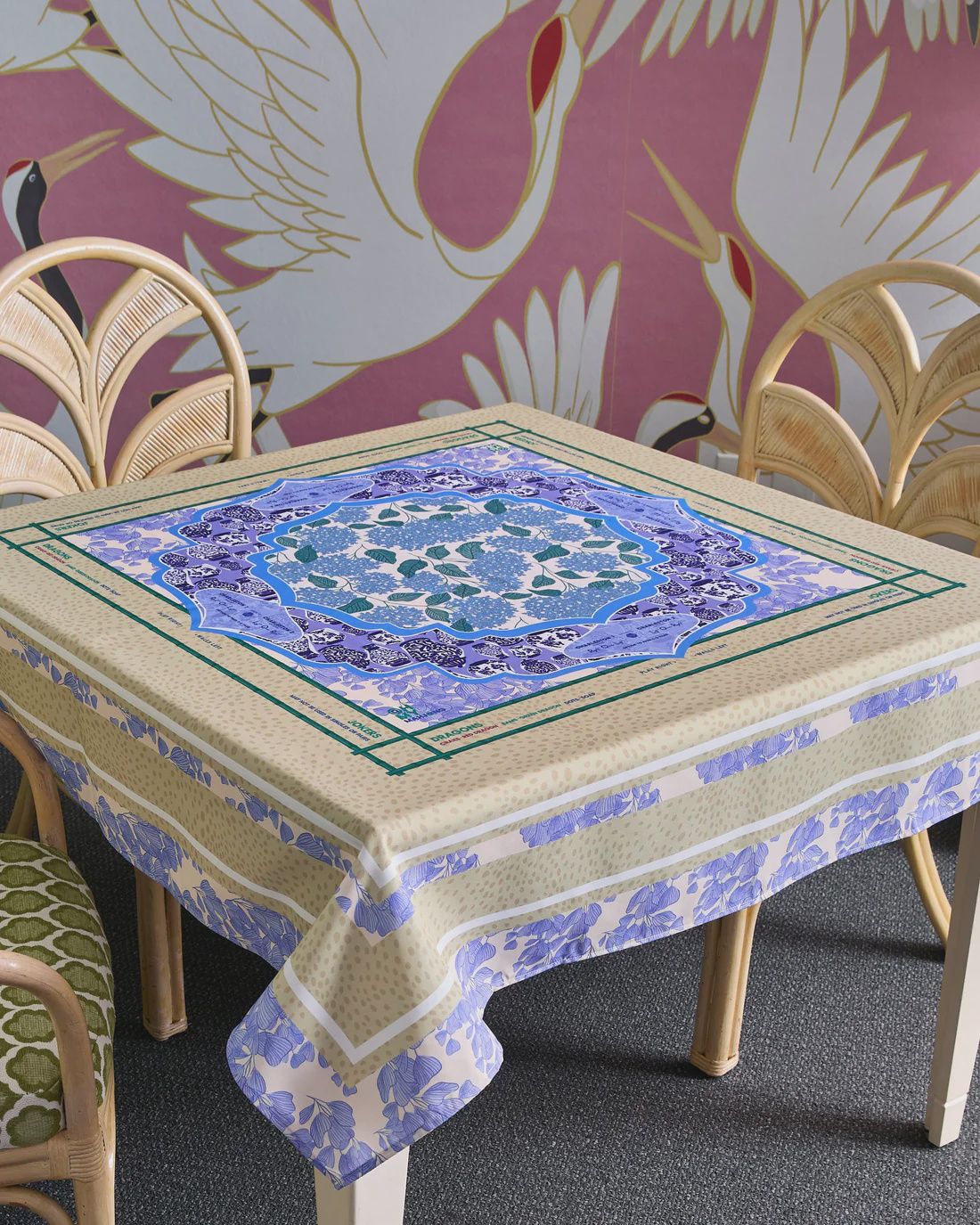Oh My Mahjong Flora Botanical Tablecloth 56x56 Polyester