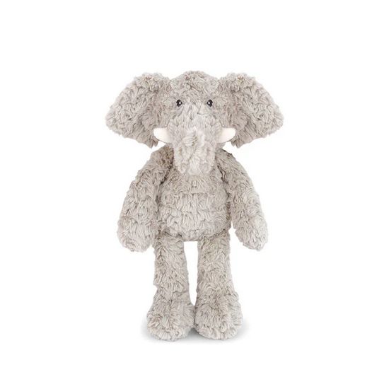 Mon Ami Edgar Elephant plush toy with soft curly faux fur in gray, 13 inches tall, shown against a white background