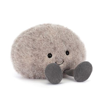 Jellycat Amuseables Pebble soft plush toy with rounded stone-like shape and cream colored fabric against neutral background