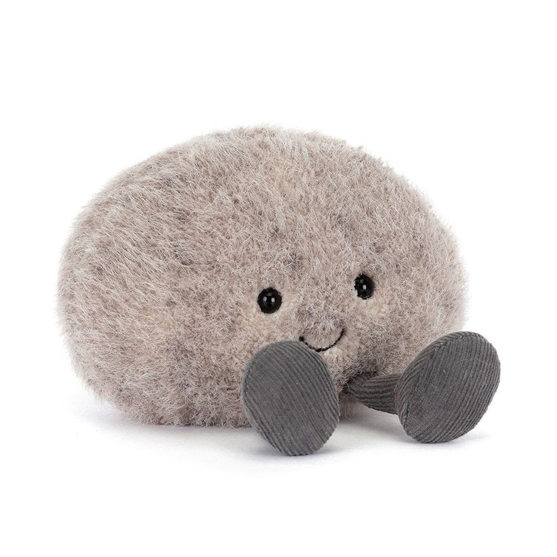 Jellycat Amuseables Pebble soft plush toy with rounded stone-like shape and cream colored fabric against neutral background