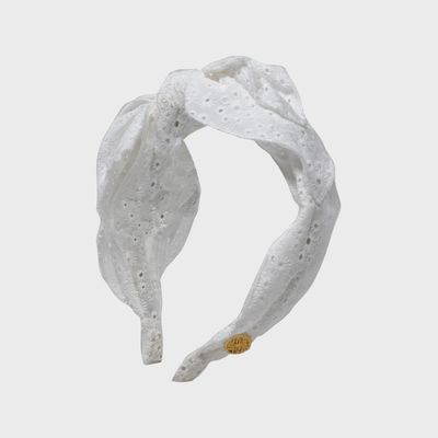 Lilly Pulitzer Side Bow Knotted Eyelet Headband, Resort White