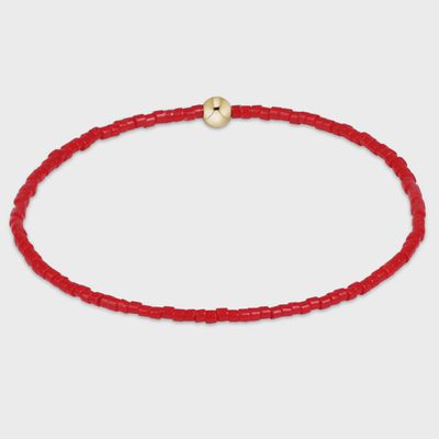 ENEWTON Hope Classic beaded bracelet in bright red with 14kt gold-filled accents on white background