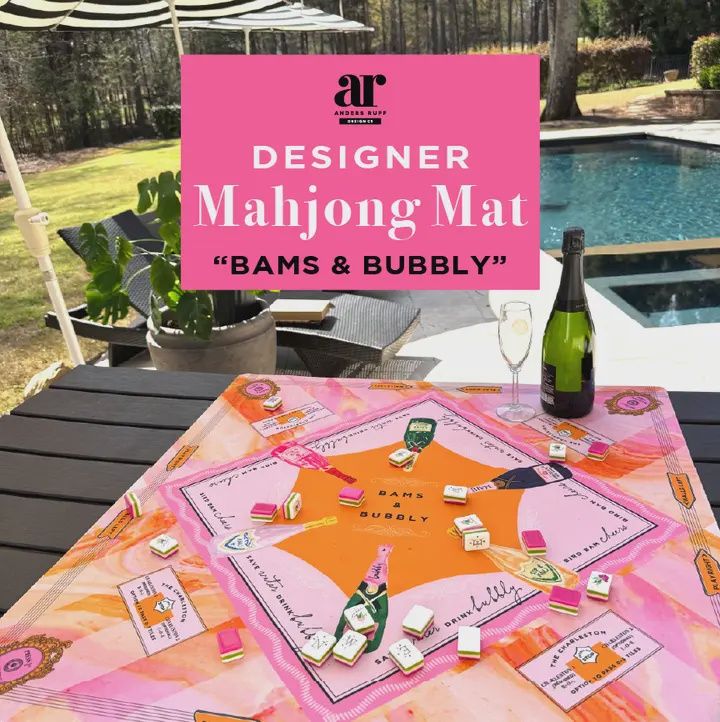 Bams &amp; Bubbly Mahjong Mat | the Champagne &amp; Mahj Travel Size