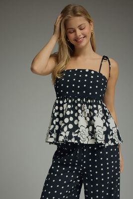 Polka Dot Self-tie Sleeveless Set