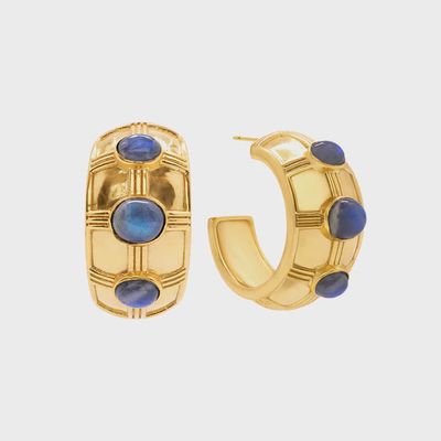 Cleopatra Bold Hoop Earrings - Blue Labradorite