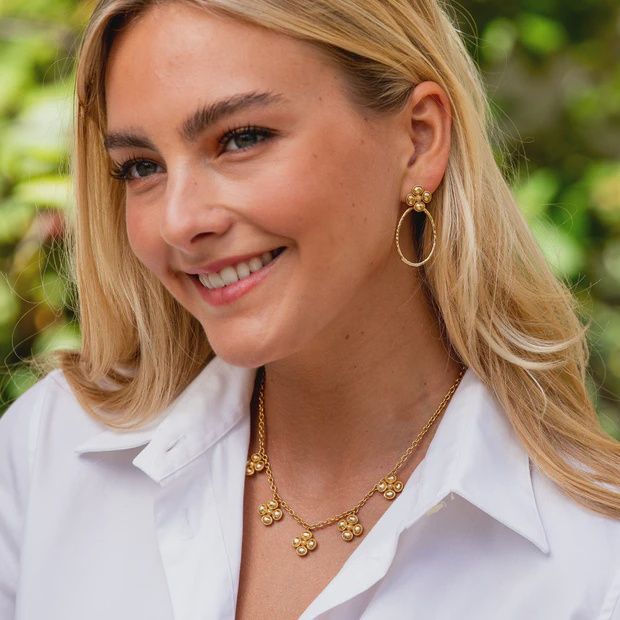 Berry Clover Multi Station Necklace, 16"+2" - Gold