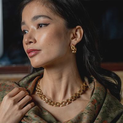 Pathway Petite Link Necklace, 17" - Gold