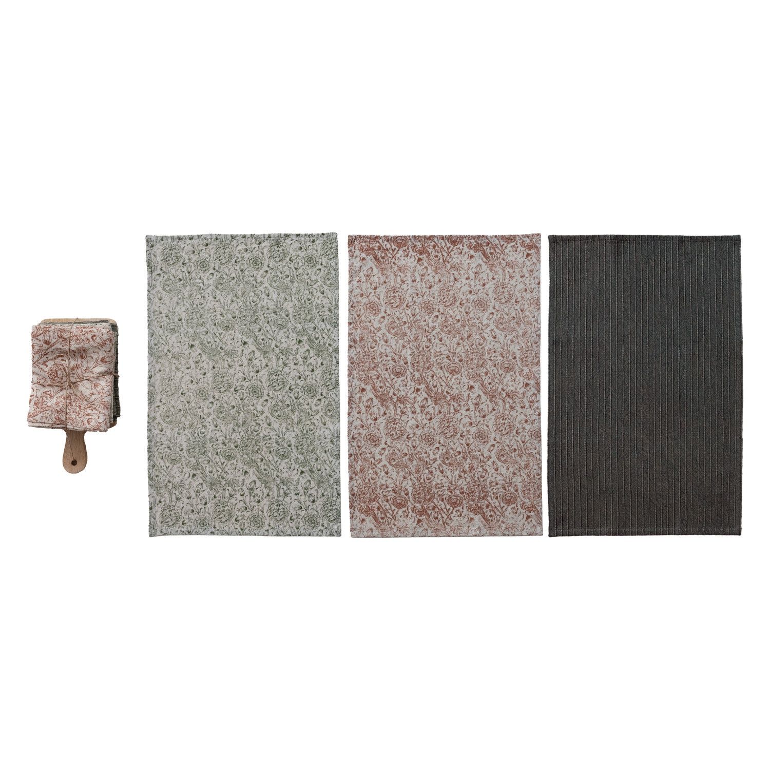 Tea Towels &amp; Mango Wood Cheese/Serving Board